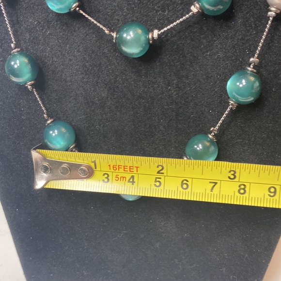 20" 3 Strand Blue Green Smokey Black Tiered Necklace - Picture 6 of 12